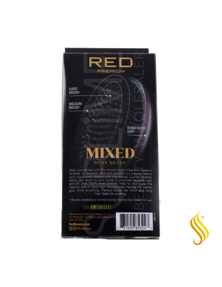 Red Kiss Rpm Medium Hard Mixed Palm Boar Brush Cepillo